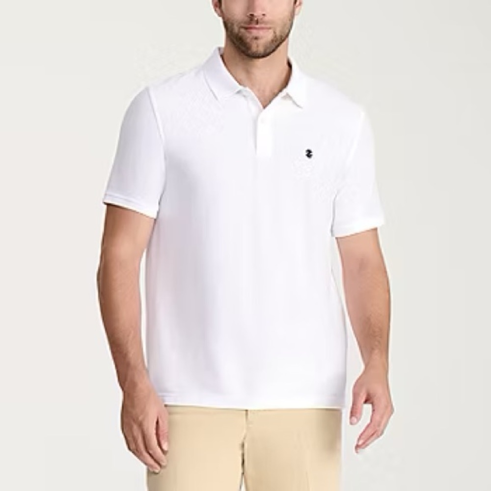 Izod Men’s White Slim Fit Short Sleeve Polo Shirt NWT